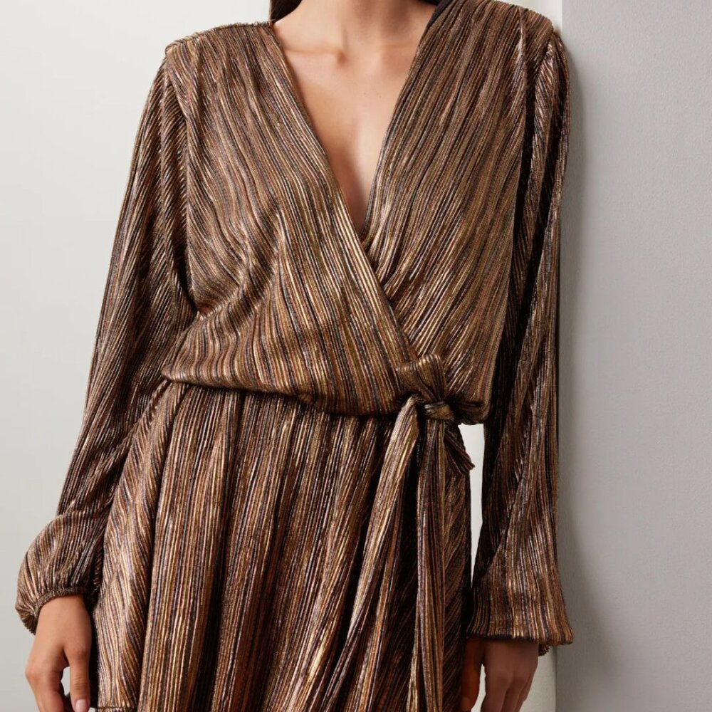 $500 new RAMY BROOK all metallic elise min dress - Picture 2 of 2